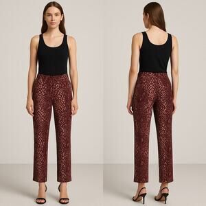 HAUTE HIPPIE The Tailored Slim Shady Pants Silk Sz 6 Merlot Snake Print